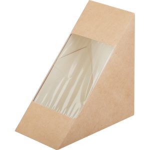 Sendvič posuda s prozorom ECO SANDWICH 130x130x70 mm kraft [50 kom/pak]