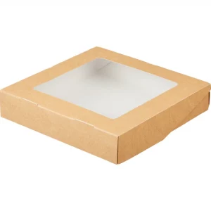 Papirnata posuda s prozorom ECO TABOX 1555 ml 200x200x55 mm kraft [5 kom/pak]