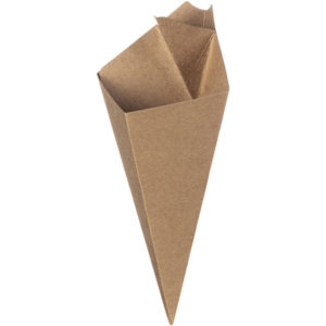 Posuda za pomfrit (s pregradom za umak) CHIP CONE kraft [50 kom/pak]