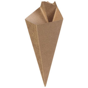 Posuda za pomfrit (s pregradom za umak) CHIP CONE kraft [50 kom/pak]